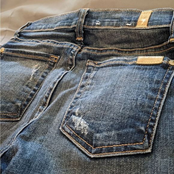 7 For All Mankind 24 The Ankle Skinny Distressed 7FAM Women's Designer Jeans - Picture 6 of 16